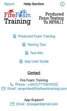 Foam Test App Help Section
