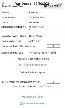 Foam Test App Results Screen